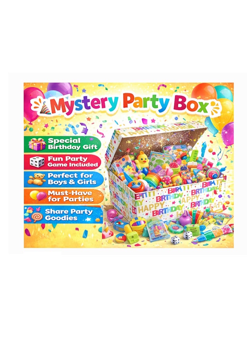 JOLLITY LLC Mystery Party Box for Kids – Special Gift for Birthday Boy| Fun Party Game Included | 20 plus Party Goodies for Everyone to Share - Image 1